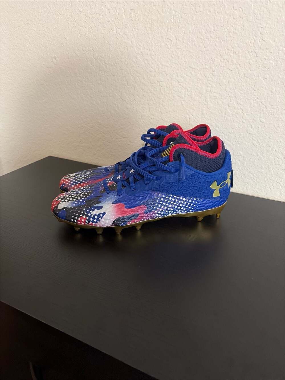 Under Armour Spotlight Clone 4 MC USA Football Cleats Blue/Gold